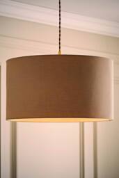 ValueLights Reni Taupe Fabric Easy Fit Drum Ceiling Lamp Shade in Beige - Size: Medium - thumbnail 2
