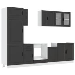 Berkfield Home 8 Piece Kitchen Cabinet Set Kalmar Black Engineered Wood - thumbnail 1