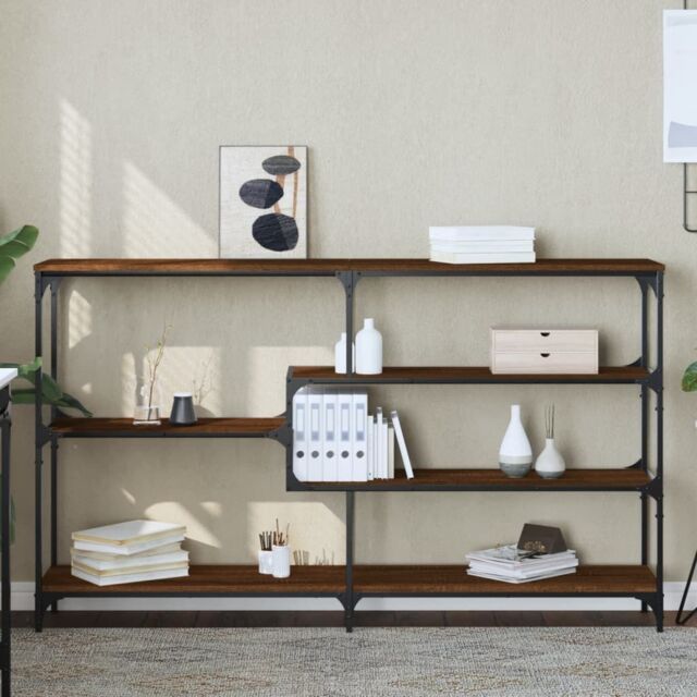 Berkfield Home Console Table Brown Oak 160x32x95 cm Engineered Wood - Size: 160 x 32 x 95 cm - image 1