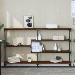 Berkfield Home Console Table Brown Oak 160x32x95 cm Engineered Wood - Size: 160 x 32 x 95 cm - thumbnail 1