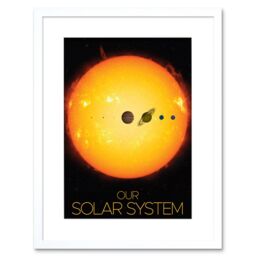 "Artery8 Wall Art Print NASA Our Solar System Planets & Sun Size Comparison Artwork Framed 9X7 Inch in White - Size: W7"" x H9""" - thumbnail 1