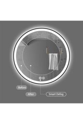 Living and Home 60cm Black Round LED Bathroom Wall Mirror - Touch Control, Demister & Adjustable Colour Temperature - thumbnail 4
