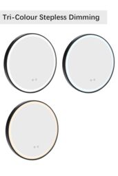 Living and Home 60cm Black Round LED Bathroom Wall Mirror - Touch Control, Demister & Adjustable Colour Temperature - thumbnail 5