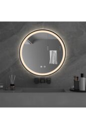 Living and Home 60cm Black Round LED Bathroom Wall Mirror - Touch Control, Demister & Adjustable Colour Temperature - thumbnail 2