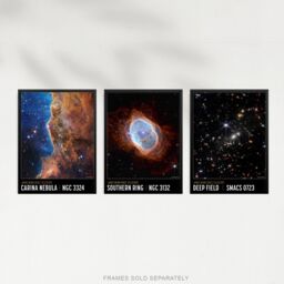 Artery8 Wall Art Print Pack of 3 NASA James Webb Southern Ring Carina Nebula Cosmic Cliffs Deep Field Images Large Poster Set - thumbnail 3