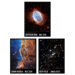 Artery8 Wall Art Print Pack of 3 NASA James Webb Southern Ring Carina Nebula Cosmic Cliffs Deep Field Images Large Poster Set - thumbnail 1