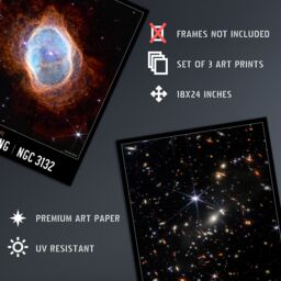 Artery8 Wall Art Print Pack of 3 NASA James Webb Southern Ring Carina Nebula Cosmic Cliffs Deep Field Images Large Poster Set - thumbnail 2