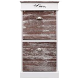 Berkfield Home Shoe Cabinet Brown 50x28x98 cm Paulownia Wood - Size: 50 x 28 x 98 cm - thumbnail 2