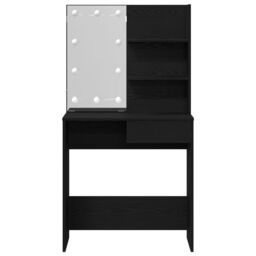 Berkfield Home LED Dressing Table in Black Oak - 74.5x40x141 cm, Made with Engineered Wood - Size: 74.5x40x141 cm - thumbnail 7