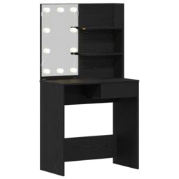 Berkfield Home LED Dressing Table in Black Oak - 74.5x40x141 cm, Made with Engineered Wood - Size: 74.5x40x141 cm - thumbnail 2