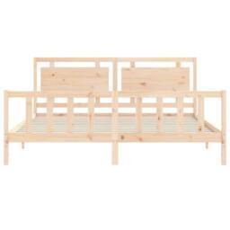 Berkfield Home Beautiful Bed Frame with Headboard 180x200 cm Super King Solid Wood in Light Tan - thumbnail 6