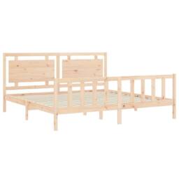 Berkfield Home Beautiful Bed Frame with Headboard 180x200 cm Super King Solid Wood in Light Tan - thumbnail 5