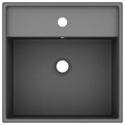 Berkfield Home Luxury Basin Overflow Square Matt Dark Grey 41x41 cm Ceramic - thumbnail 3