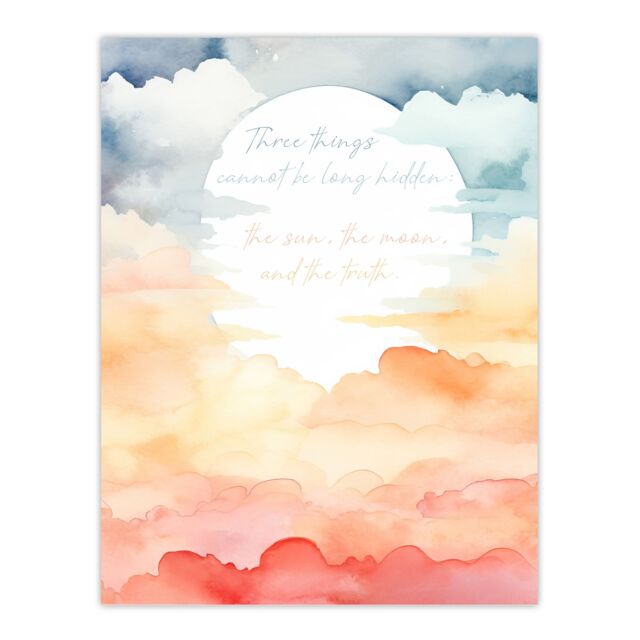 "Artery8 Wall Art Print Truth Cannot Be Hidden Buddhist Mindfulness Sun Clouds Poster in Orange - Size: W18"" x H24""" - image 1