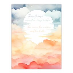 "Artery8 Wall Art Print Truth Cannot Be Hidden Buddhist Mindfulness Sun Clouds Poster in Orange - Size: W18"" x H24""" - thumbnail 1