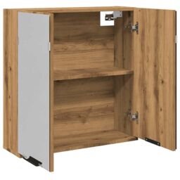 Berkfield Home Bathroom Mirror Cabinet Artisan Oak 64x20x66.5 cm Engineered Wood in Brown - thumbnail 7
