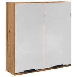 Berkfield Home Bathroom Mirror Cabinet Artisan Oak 64x20x66.5 cm Engineered Wood in Brown - thumbnail 2
