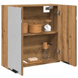 Berkfield Home Bathroom Mirror Cabinet Artisan Oak 64x20x66.5 cm Engineered Wood in Brown