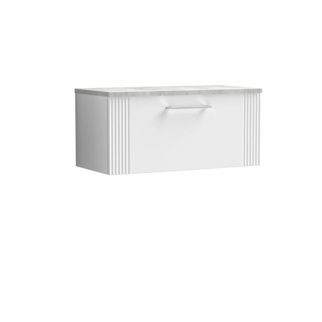 Balterley 1 Drawer Wall Hung Vanity Unit Grey Laminate Worktop, White 800mm - image 1