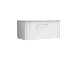 Balterley 1 Drawer Wall Hung Vanity Unit Grey Laminate Worktop, White 800mm