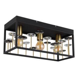 Netlighting Lisbon Semi Flush Ceiling Light Matt Black 3x E27 - thumbnail 2