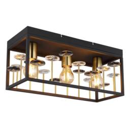 Netlighting Lisbon Semi Flush Ceiling Light Matt Black 3x E27 - thumbnail 1