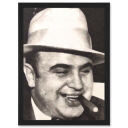 Artery8 Painting Portrait Gangster Al Capone Cigar Crime Artwork Framed Wall Art Print A4 in Black - thumbnail 1