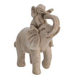 Naturecraft Elephant & Calf Sandstone Finish Figurine in Natural - thumbnail 1