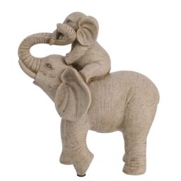 Naturecraft Elephant & Calf Sandstone Finish Figurine in Natural - thumbnail 3