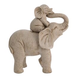 Naturecraft Elephant & Calf Sandstone Finish Figurine in Natural - thumbnail 2