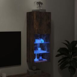 Berkfield Home TV Cabinet with LED Lights Smoked Oak 40.5x30x102 cm in Brown - thumbnail 5