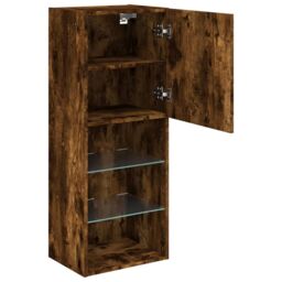 Berkfield Home TV Cabinet with LED Lights Smoked Oak 40.5x30x102 cm in Brown - thumbnail 8