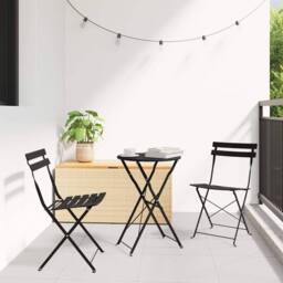 Berkfield Home Outdoor Chairs Anthracite Metal Standard Foldable in Black - thumbnail 2