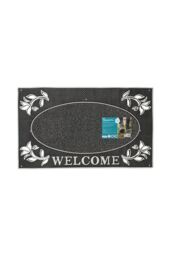 JVL Metallic Look Welcome Floral PVC Scraper Doormat 45x75cm Silver - Size: 45 cm x 75 cm - thumbnail 5