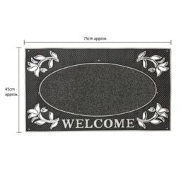 JVL Metallic Look Welcome Floral PVC Scraper Doormat 45x75cm Silver - Size: 45 cm x 75 cm - thumbnail 6