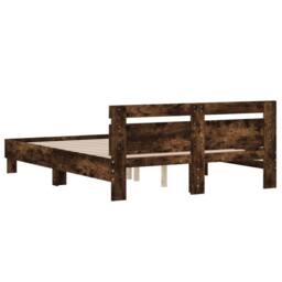 Berkfield Home Durable Bed Frame without Mattress Smoked Oak 140x190 cm in Brown - thumbnail 7