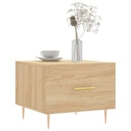 Berkfield Home Coffee Table Sonoma Oak 50x50x40 cm Engineered Wood in Brown - Size: 50 x 50 x 40 cm - thumbnail 3