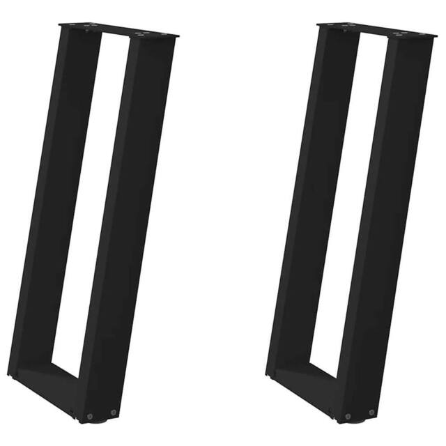Berkfield Home Console Table Legs U-Shaped 2 pcs Black 28x(72-73) cm Steel - image 1