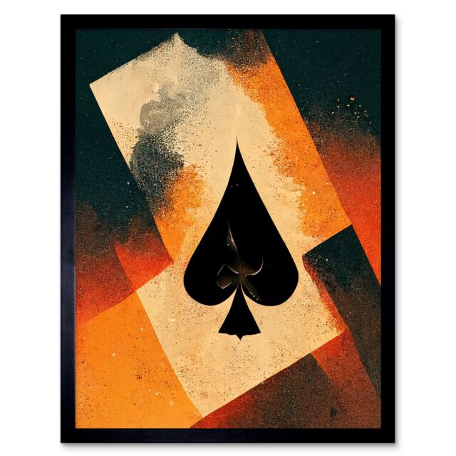 "Artery8 Wall Art Print Ace Of Spades Card Casino Poker Abstract Art Framed in Black - Size: W12"" x H16""" - image 1