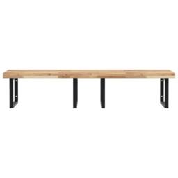 Berkfield Home Basin Shelf Wall Mounted Steel & Solid Wood Acacia in Brown - thumbnail 4