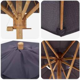 Berkfield Home Garden Parasol Dark Grey 150x210 cm Bamboo - thumbnail 5