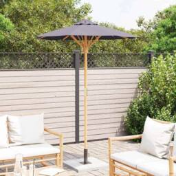 Berkfield Home Garden Parasol Dark Grey 150x210 cm Bamboo - thumbnail 3