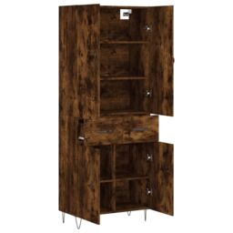 Berkfield Home Highboard Smoked Oak 69.5x34x180 cm Engineered Wood in Brown - thumbnail 4