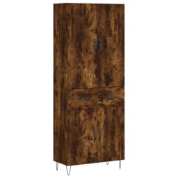 Berkfield Home Highboard Smoked Oak 69.5x34x180 cm Engineered Wood in Brown - thumbnail 2
