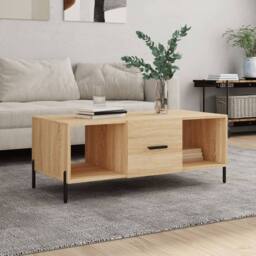Berkfield Home Coffee Table Sonoma Oak 102x50x40 cm Engineered Wood in Brown - Size: 102 x 50 x 40 cm - thumbnail 2