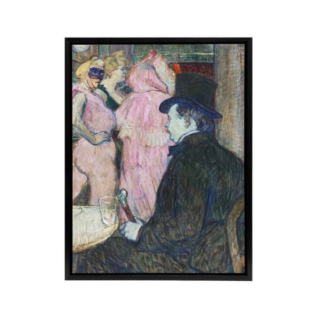 "Artery8 Maxime Dethomas Portrait Framed Canvas Wall Art Print Toulouse Lautrec - Size: W24"" x H32""" - image 1