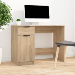 Berkfield Home Desk Sonoma Oak 100x50x75 cm Engineered Wood in Brown - Size: 100 x 50 x 75 cm - thumbnail 1