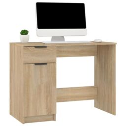 Berkfield Home Desk Sonoma Oak 100x50x75 cm Engineered Wood in Brown - Size: 100 x 50 x 75 cm - thumbnail 4