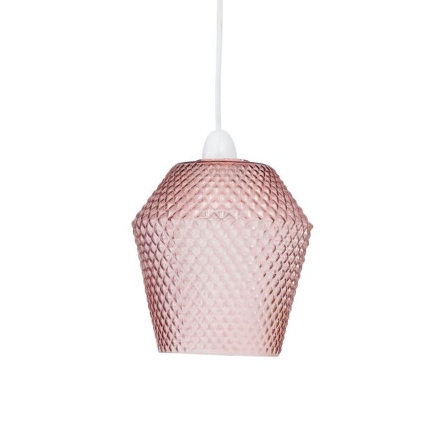 First Choice Lighting Porter - Pink Textured Glass Easy Fit Pendant Shade - image 1