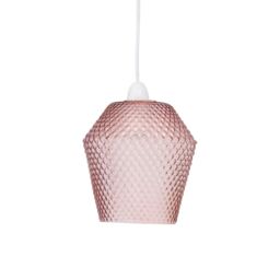 First Choice Lighting Porter - Pink Textured Glass Easy Fit Pendant Shade